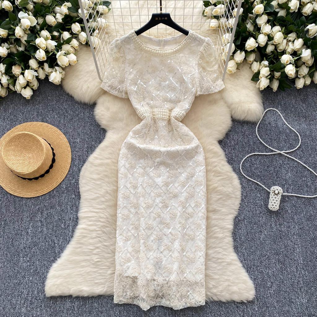 Summer Small Size Women Embroidery Flower Sequined Slim Bodycon Student Princess Party Dresses For Graduation