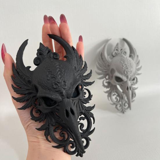 Готический череп ворона Настенная скульптура черепа вороны Поддельный животный подвесной настенный декор Жуткая голова Настенное искусство