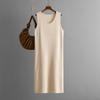 A Large-sized Women's Sleeveless Dress for Summer, A New Solid-color Casual Round-neck Long Skirt with A Base Layer