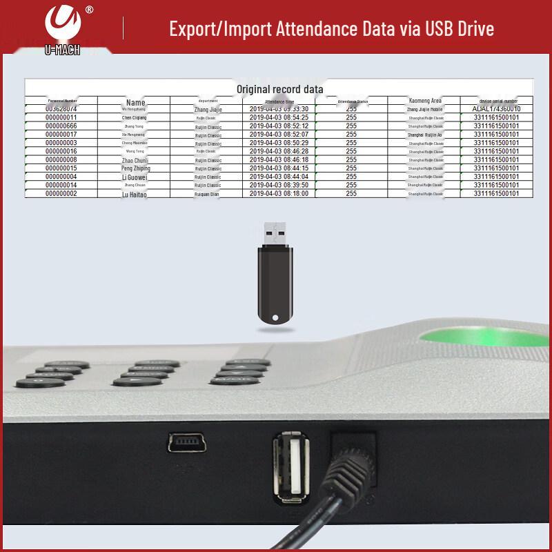 Youmas U-Z32 USB биометрический терминал учета рабочего времени, штекер CN (адаптер в комплекте)