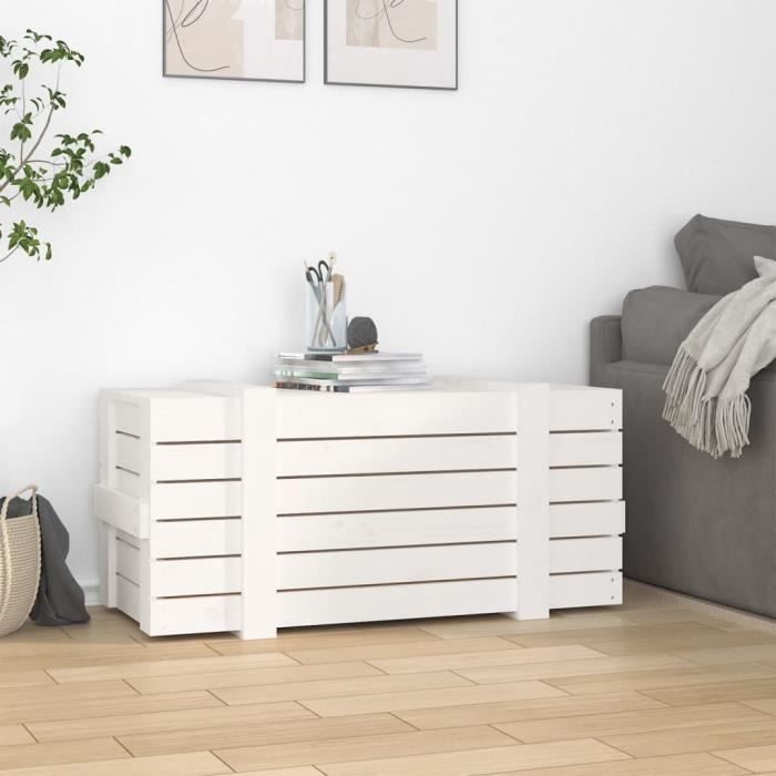 VidaXL Storage Box White 91x40.5x42 Cm Solid Pine Wood 824999
