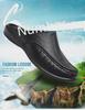 Men's Fashionable Leather Closed-Toe Slippers: Lightweight, Large-Size, Versatile for Home Leisure.