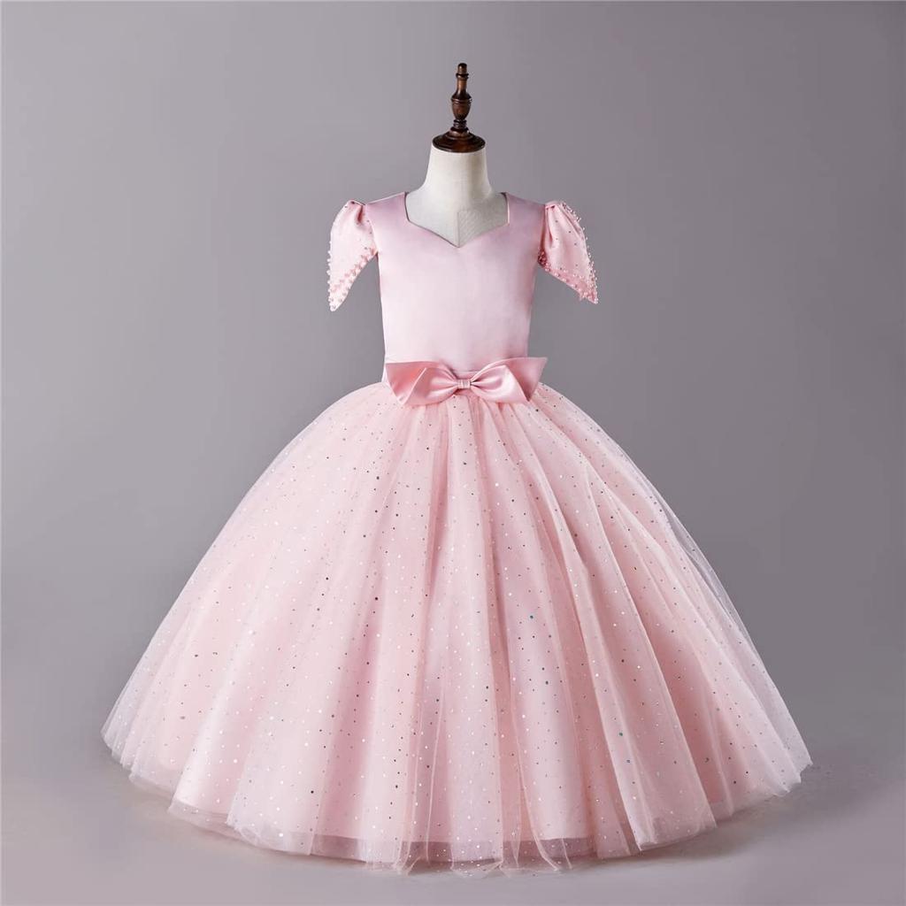 VIISEN Концертное платье для фортепиано Длинное Юношеское Элегантное Официальное Платье с Подходящее по Размеру Детское Платье, Платье для Девочек, Платье, Лента, Сцена, Концерты, Свадьбы,