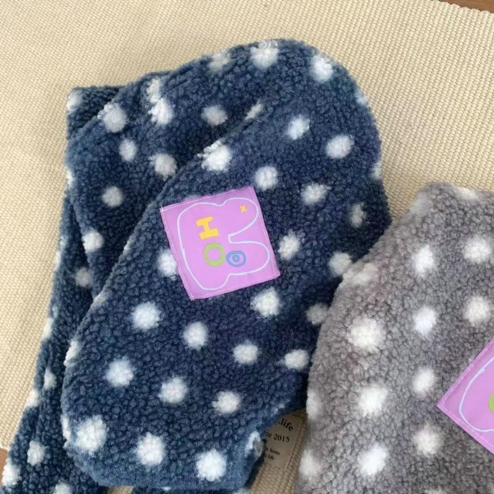 Long Style Plush Balaclava Hat Polka Dot Pattern Ear Protection Hat Hat Scarf Set Winter Season
