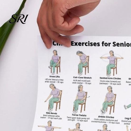 Mobility Exercises Elderly 5Pcs Chair Balance Stretch Yoga Exercise Poster Set for Seniors Low-Impact Home Workout Plan Anti-Fall & Guide Fitness Wall