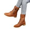 2025 New Foreign Trade Large Size Round Toe Thick Heel Lace-up Side Zipper Solid Color Low Top Women's Martin Boots