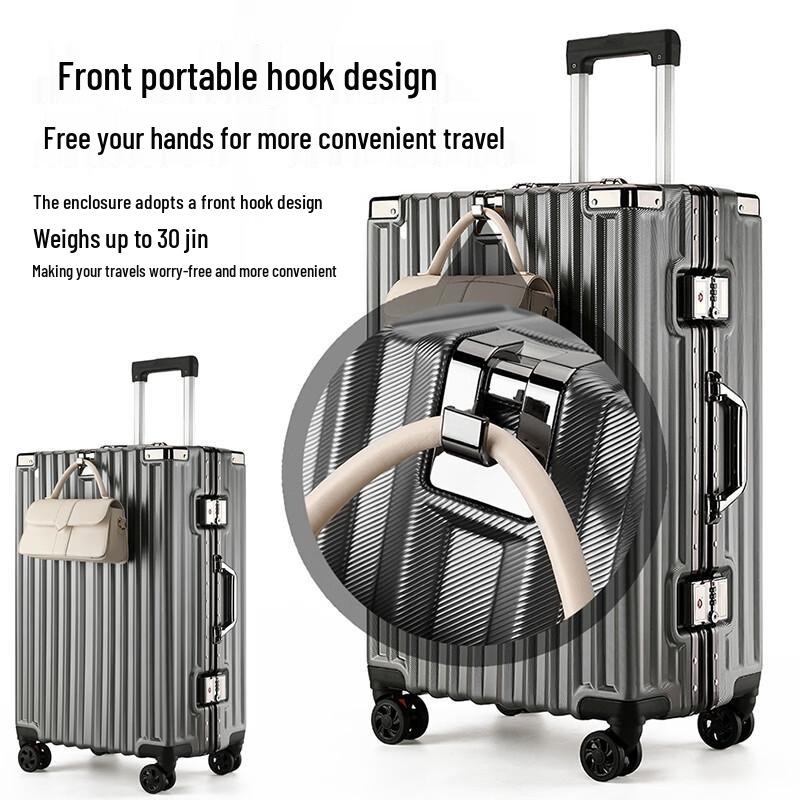 Commemorative Vertical Stripe Aluminum Frame Travel Suitcase