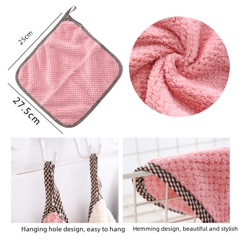 Coral Fleece Hangable Kitchen Towel: Super Absorbent Hand & Dish Cloth