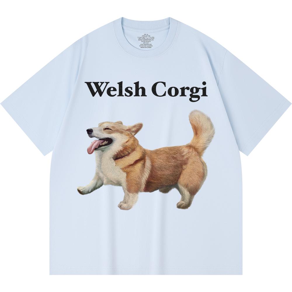 Футболка из 100% хлопка плотностью 230 г/м2 с принтом вельш-корги, забавная футболка из чесаного хлопка в стиле Харадзюку