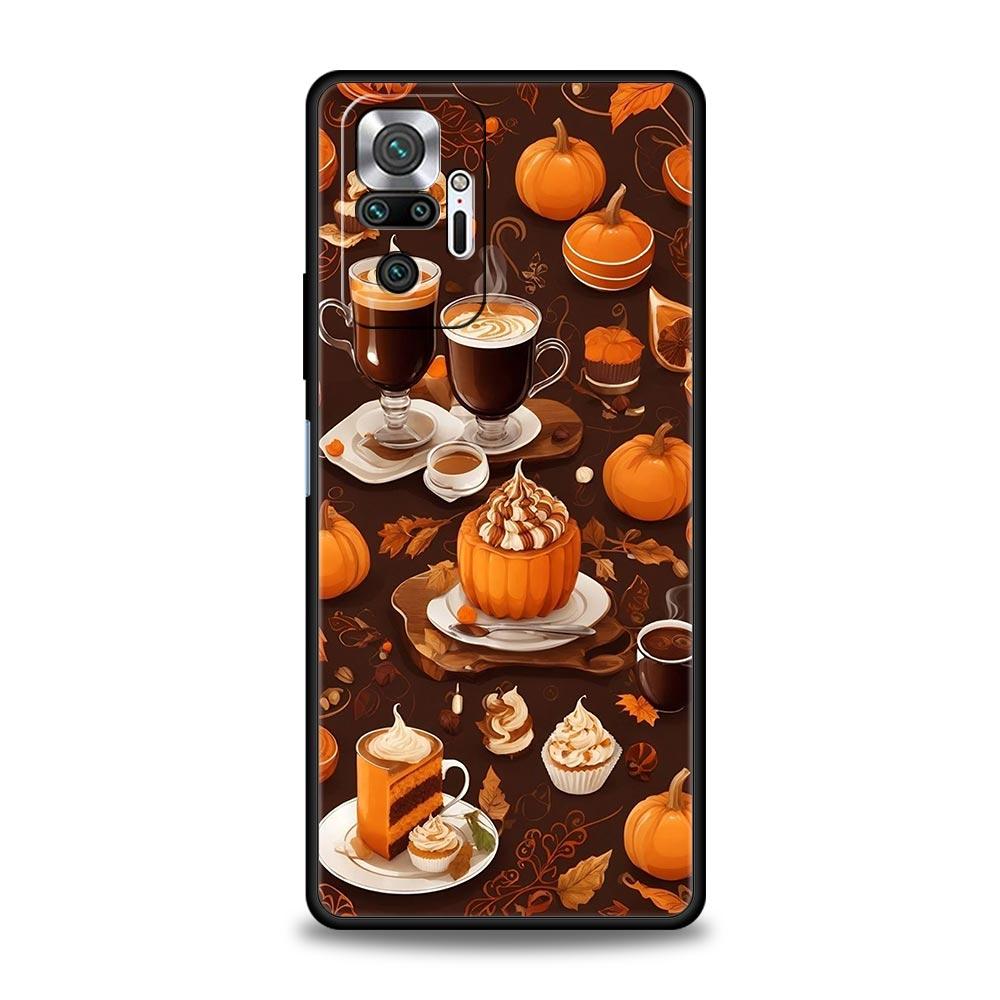 Чехол для телефона 'Тыква Осенние Листья Кофе' для Redmi 14C 10C Note 15 14 13 12 10 11 K40 Pro Plus 5G Мягкий ТПУ Ударопрочный Capas