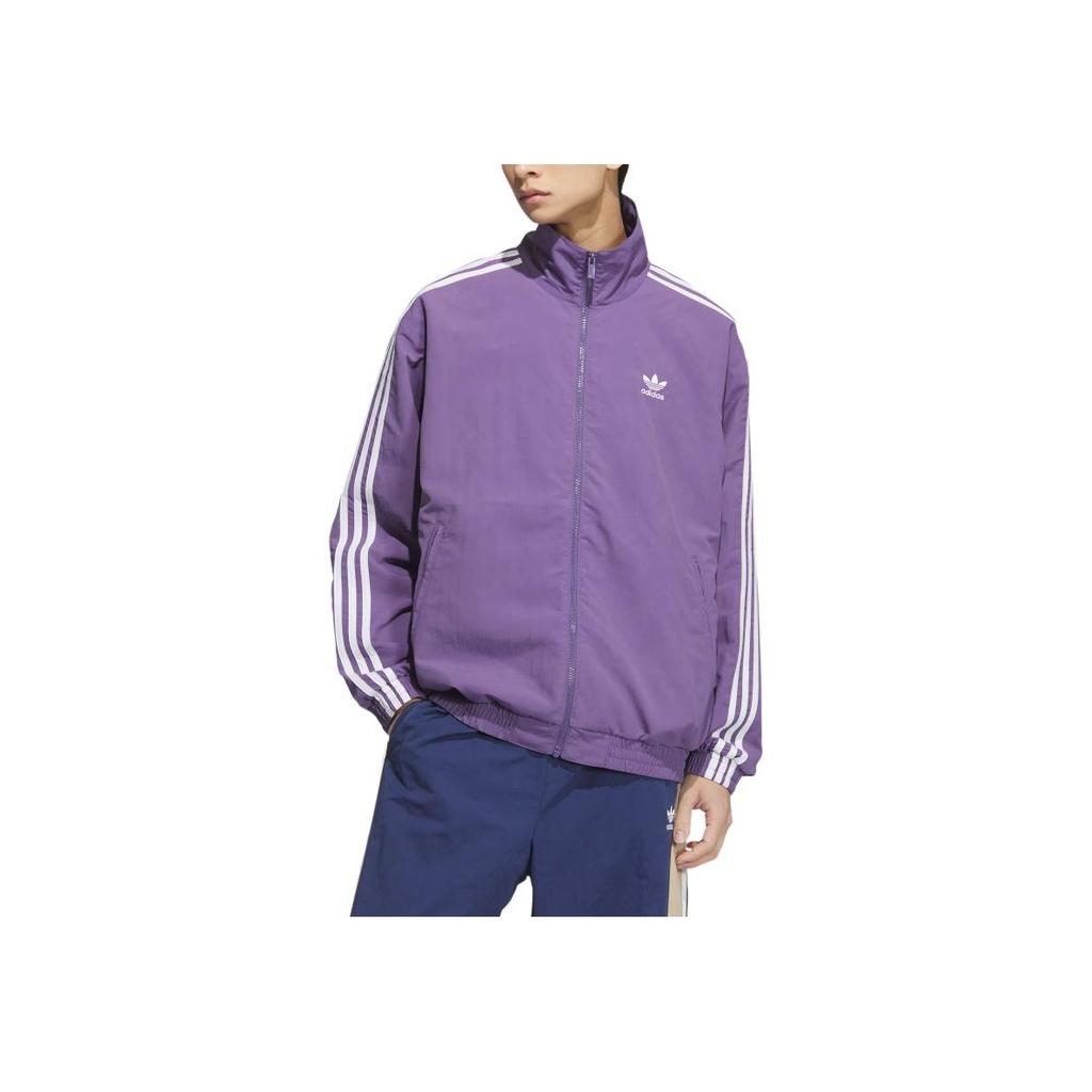 adidas Оригинальная спортивная удобная куртка Firebird Track Top с логотипом и воротником-стойкой, длинный рукав, мужская куртка Tech-Purple KC1456