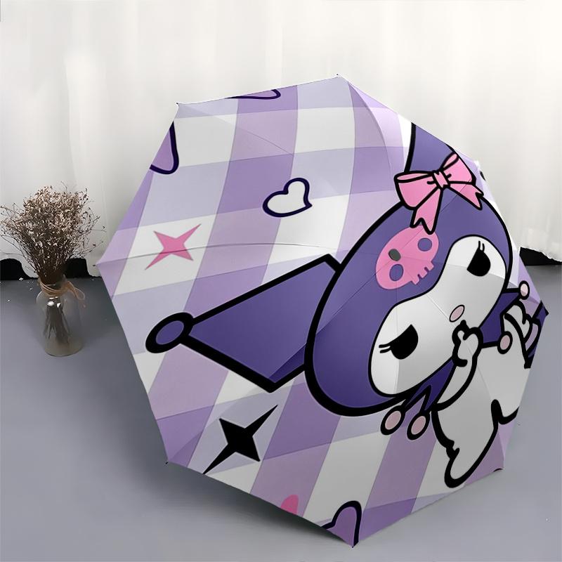 1pc Kuromi,Sanrio Automatic Umbrella-Foldable, Durable 8-Bone Design, Compact and Stylish, Great for Camping, Halloween, Christmas, Mother's