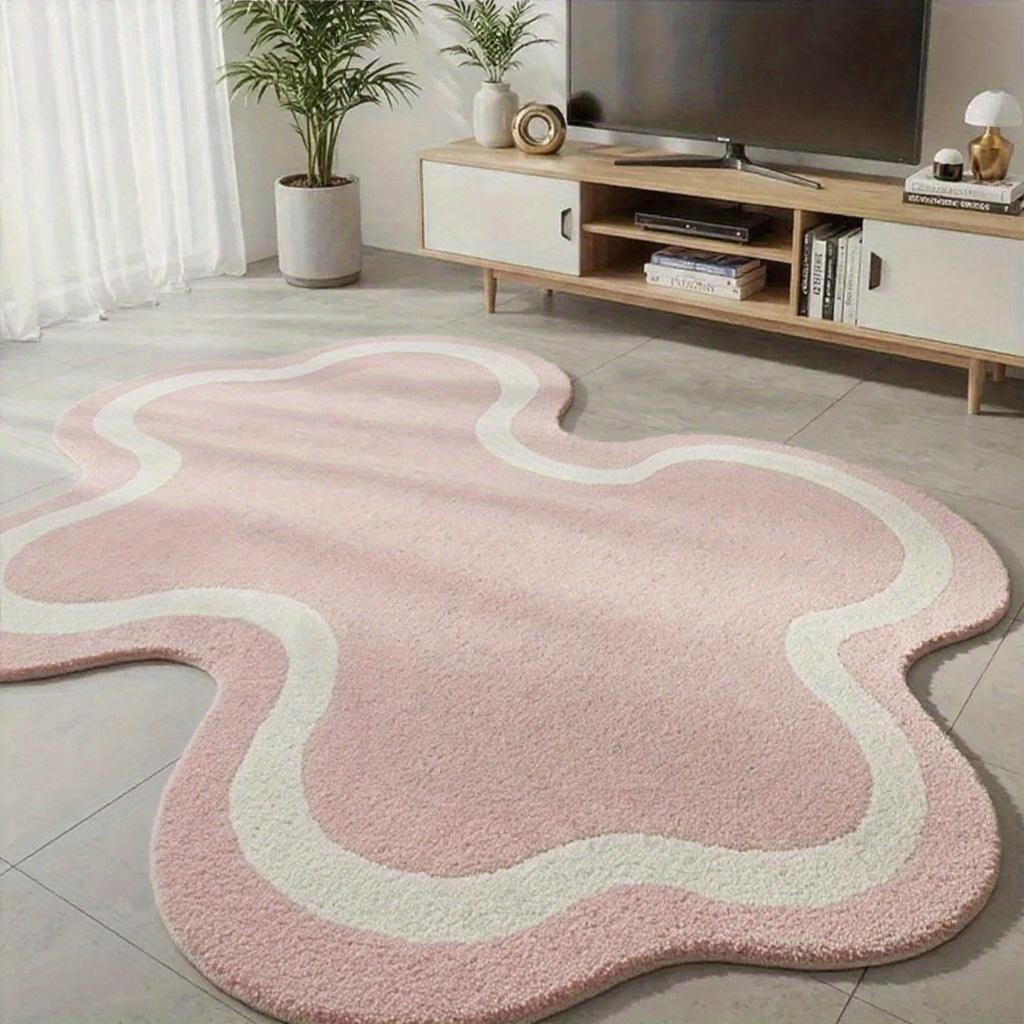 Modern Minimalist Carpets For Living Room Fluffy Soft Study Rug Irregular Shapes Bedroom Decor Pink Carpet Thick Plush Floor Mat