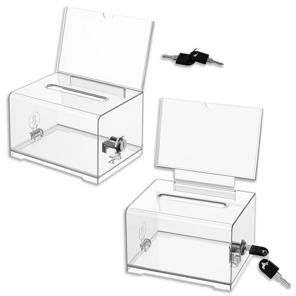 Nicheez Acrylic Box with Donation Piggy Ballot Collection Event of Lock, Lockable, Box, Bank, Box, Box, Card, Survey, Box, Donation, Opinion, (Set 2)