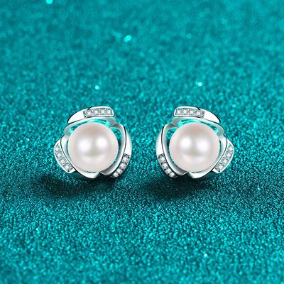Серьги из серебра 925 пробы, женские серьги из камня Моссан с пресноводным жемчугом и покрытием Pt950, золотые украшения для ушей