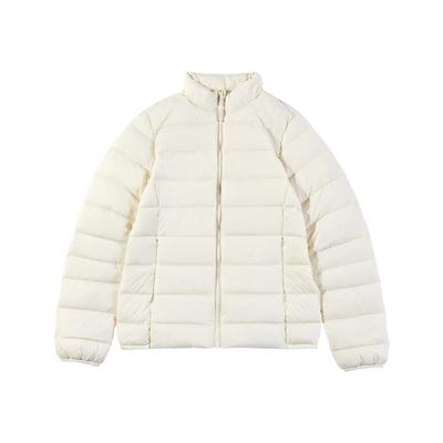 LiNing Fitness Series однотонный свободный пуховик с воротником-стойкой на молнии женская верхняя одежда цвета шампанского и белого AYMU112-1