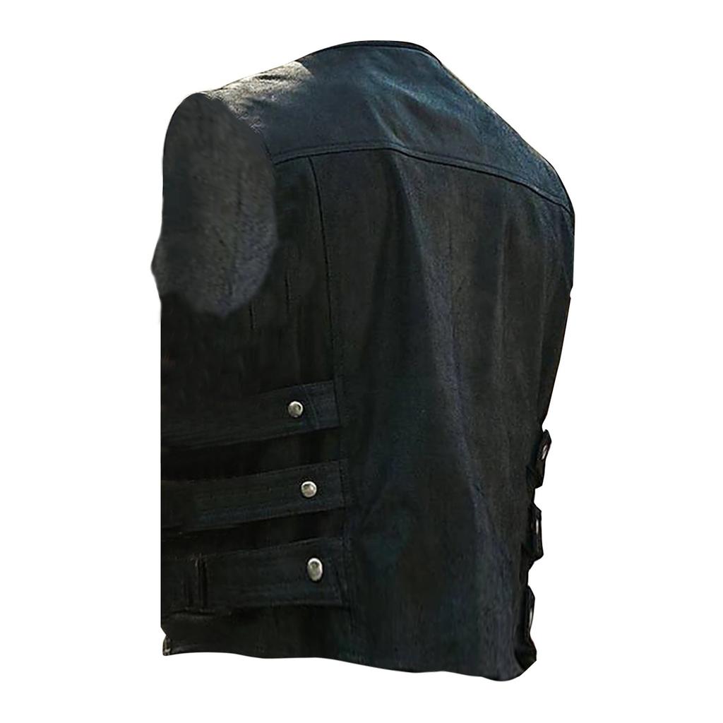 Мужской повседневный модный жилет на молнии, мужской однотонный жилет с несколькими карманами, жилет для мотоциклиста