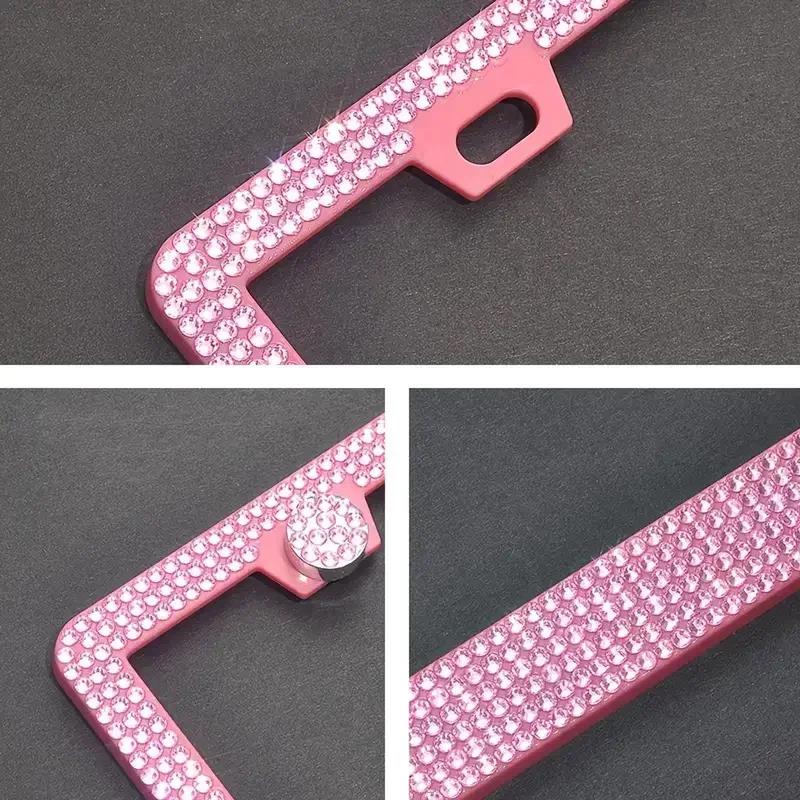 2PCS 31*16cm Bling Crystal License Plate Frame Women Rhinestone Car License Plate Frame Cover Holder Car Accessories New License Plate Covers Frames