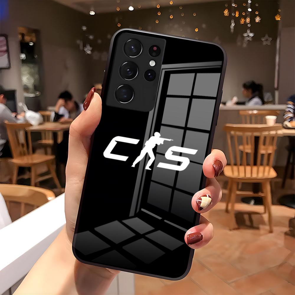 Игровой чехол для телефона C-Counter-Strike CS2 для Samsung S26 S25 S24 FE S23 S22 S21 Plus S20 Ultra Note20Ultra Черная стеклянная крышка