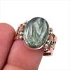 Natural Seraphinite Gemstone 925 Solid Sterling Silver Two Tone Ring S.9.5 H4e13