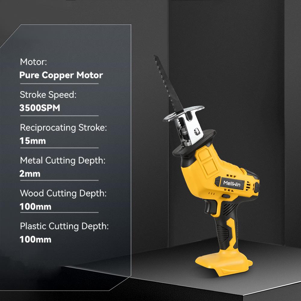 MELLWIN Аккумуляторная электрическая сабельная пила Ручная пила для резки дерева, металла, труб Электропила Инструмент для аккумулятора Makita 18V Штифт