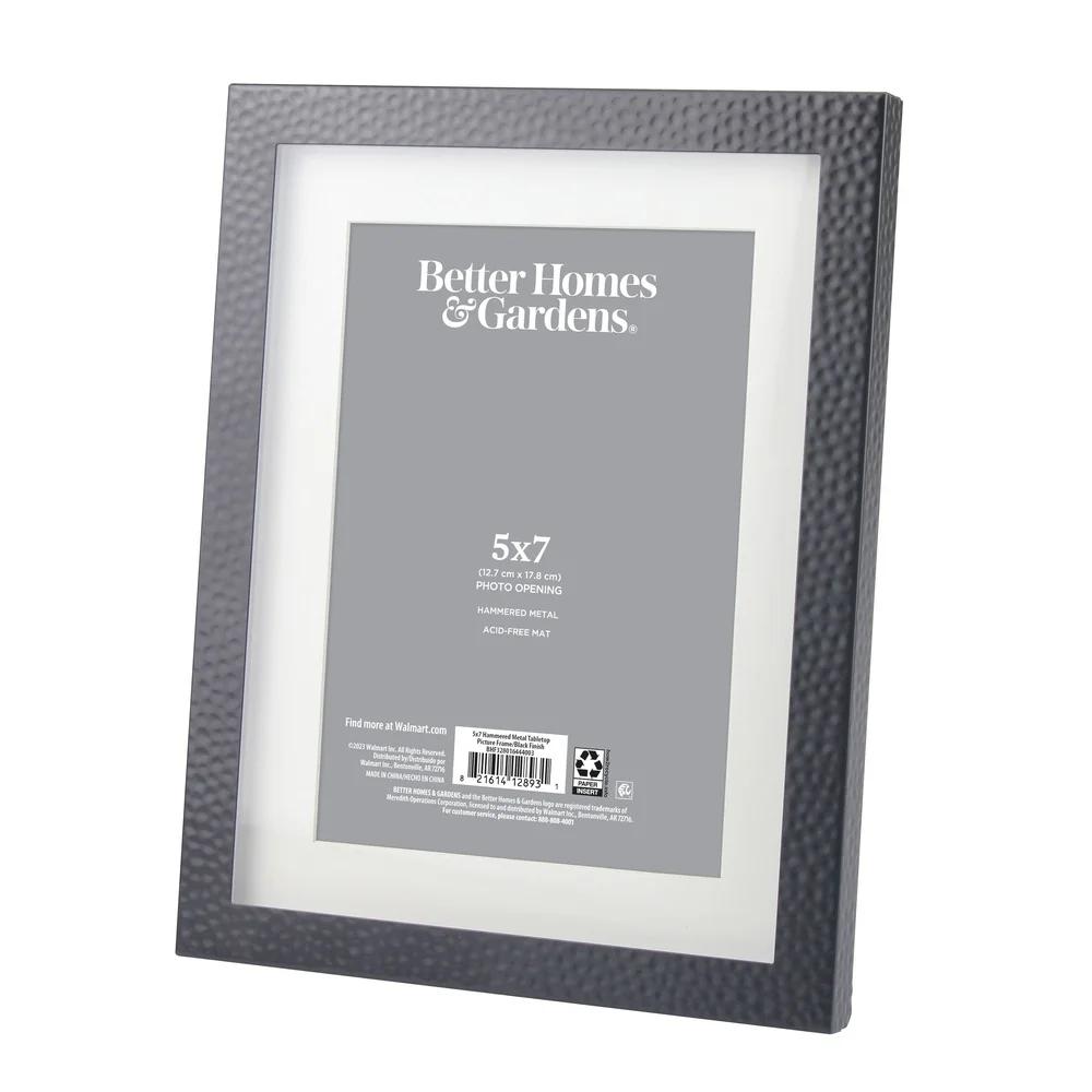 Stylish Black Hammered Metal Tabletop Picture Frame 7x9 Matted 5x7 Photos Decorative Gift Versatile Home Accent