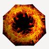 Flaming Circle Wall Decal - Fire Art Umbrella, Portable 3-Fold Umbrella for Men & Women,Halloween & Christ