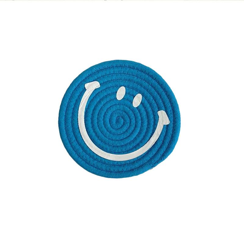 Круглый коврик с улыбающимся лицом, плетеные салфетки из рами, нескользящие коврики для обеденного стола, нескользящие подставки для посуды, подставки для мисок, подставки для чашек на кухне