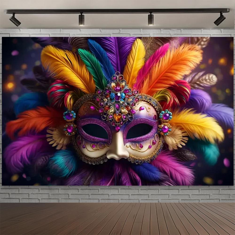 Carnival Mask Ball Theme Party Photography Background, Adult Birthday Party, Family Party Decoration Photography Backdrop Cloth