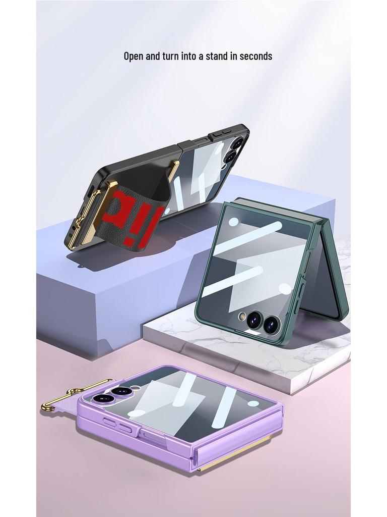 Ультратонкий модный браслет-чехол для Samsung Z Flip7 - Однотонный с противошпионской защитной пленкой