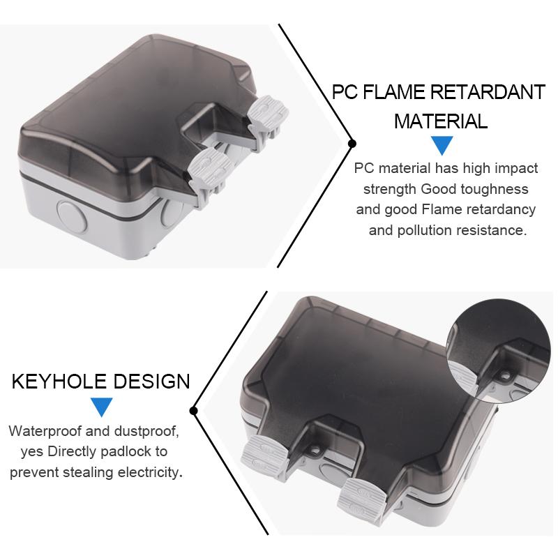 IP66 стандарт Великобритании водонепроницаемый и пыленепроницаемый наружный настенный белый двойной выключатель розетка с подсветкой 13A для дома и сада 250V