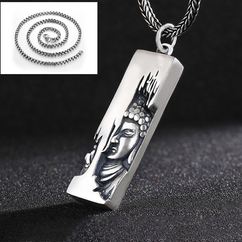 Copper Amida Buddha Pendant Necklace Men Women Chic Geometric Style With Leather Cord Or Chain Options