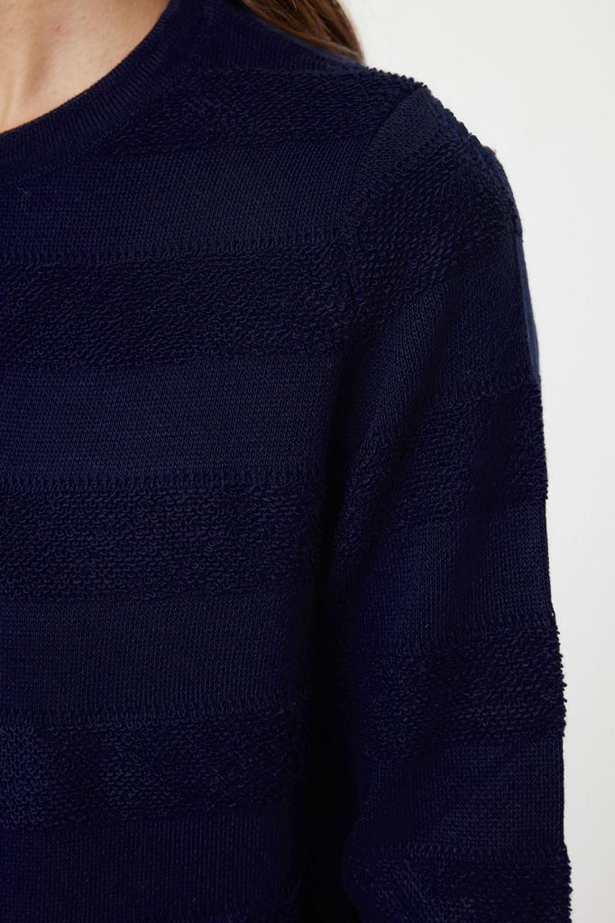 Женский модный стильный кардиган, темно-синий пиджак с круглым вырезом, трикотажный кардиган