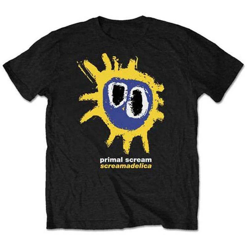New 1984 British Acid Rock Primal Scream Band American Casual Red ShortSleeved TShirt