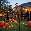 Wind-Powered Halloween Skeleton Metal Drummer Wind Heavy Duty Musical Skull Garden Stake  Yard