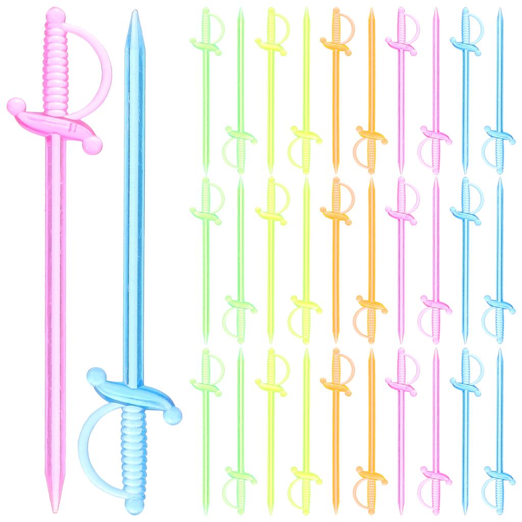200 Pcs Fruit Plastic Picks Sandwich Toothpicks Snack Dessert Fork Cocktail Cake Decor Appetizer Forks Party Sword