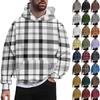 Men's Casual Pullover With Pockets Long Sleeve Plaid Hooded Tops