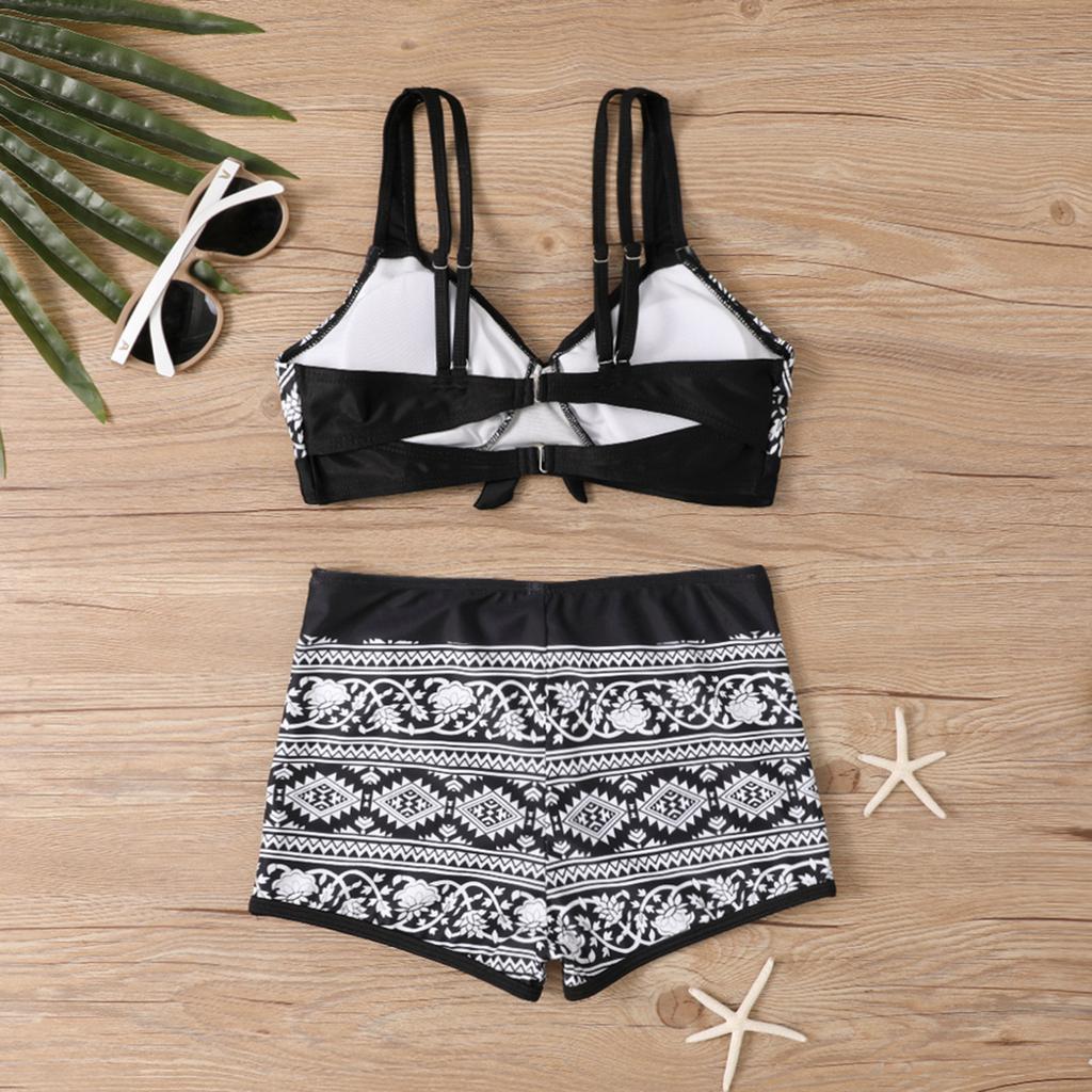 Women's Fashion Split High Waist Printed Bikini With Bra Pads And No Steel Bra Swimsuit