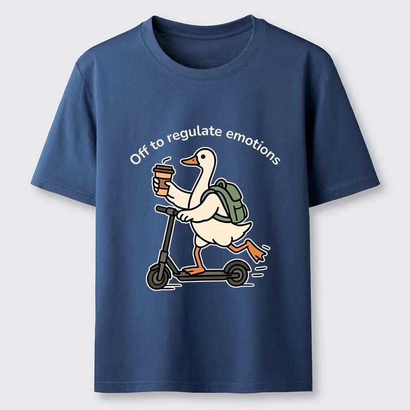 ScooterRiding Ducks SelfCare TShirt Unisexs and Womens Summer Cotton Clothing Harajuku Fashion Round Neck Short Sleeve Top