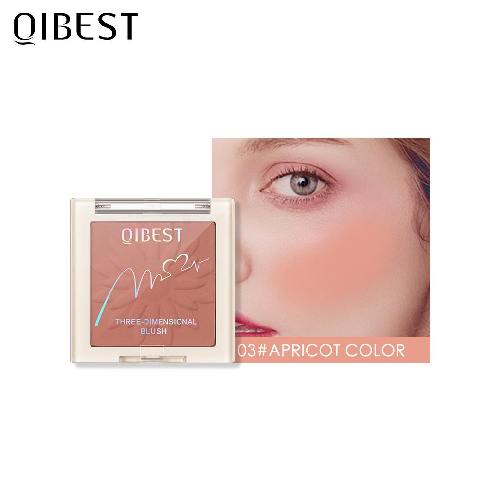 QIBEST Blush Powder Natural Repairing Rouge Powder Is Not Easy To Take Off Makeup Matte Pearlescent Blush Powder