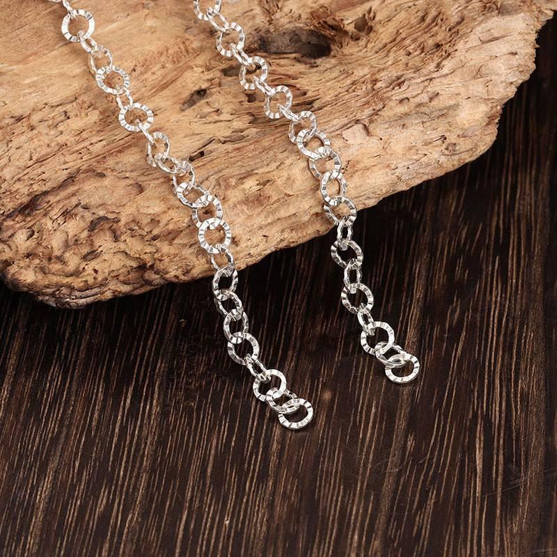 New S925 Sterling Silver Round Cable Link Vintage Patterned Bluk Chain for Jewelry Making Bracelet Necklace