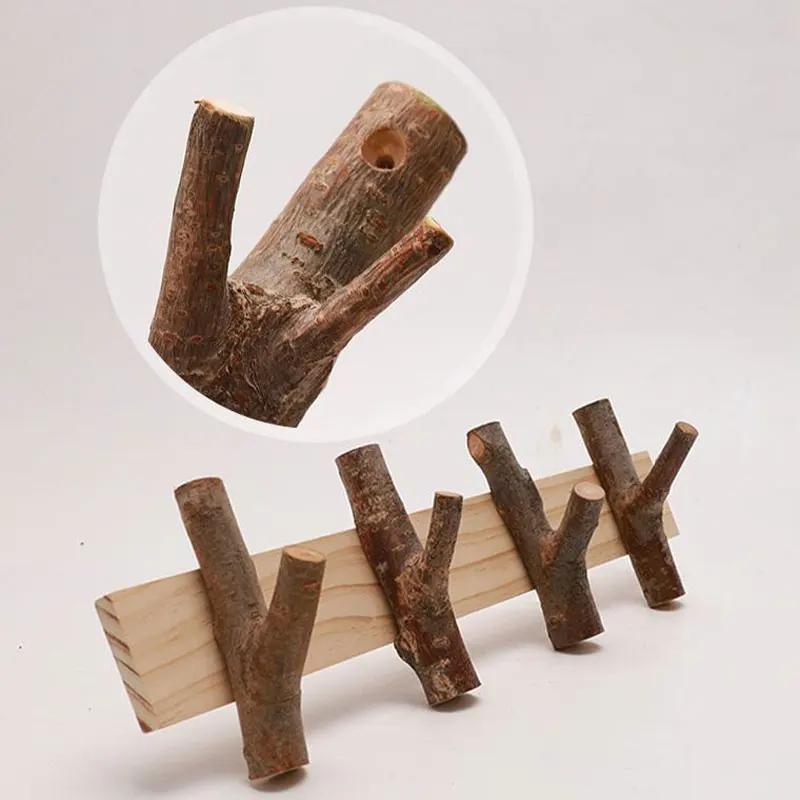 Nordic Branch Wall Wood Coat Rack Вешалка для одежды с крючками Полки для хранения одежды для гостиной Экономящая пространство Мебель