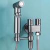 Modern Stainless Steel Wall-Mounted Bidet Sprayer Set for Bathroom or Hotel Use Includes Toilet Brushed