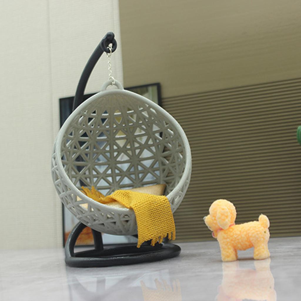 Basket Chair for Dollhouses Swing Hanging Miniature Furniture Pretend Play for Kids Doll House Furniture Model