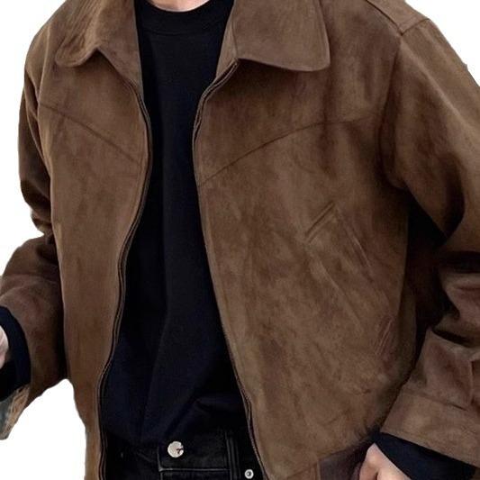 Maillard Wears American Retro Brown Coffee Suede Jacket Мужская винтажная короткая летная куртка весна-осень