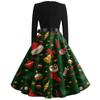 Women's Halloween Print Flare Dress For Women Long Sleeve Dress Party Casual Dresses