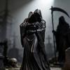 Female Grim Reaper Resin Statue Gothic Sitting Sculpture With Scythe Dark Aesthetic Decor For Home Office And Bookshelf
