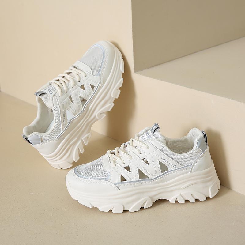 CRLAYDK Летние массивные кроссовки для женщин на платформе с вырезами Fahion White Dad Shoes Mesh Casual Walking Boots Sport Trainers