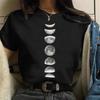 Summer Fashion Printed Moon Moon Eclipse Loose Half Sleeve Letter Cotton T-Shirts Women’s