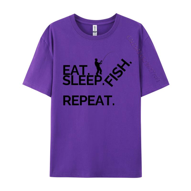 Eat Sleep Fish Repeat Tshirt Cotton Normal Tees Coupons Men TShirt Casual Tops Shirts Wholesale Basic